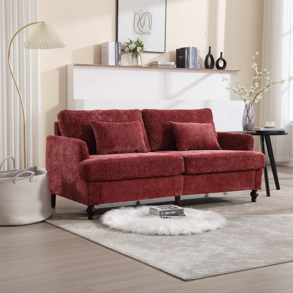 Mid Century Modern chenille Fabric Loveseat Sofa,2-Seat Upholstered Loveseat Sofa for Living Room Bedroom,Reading