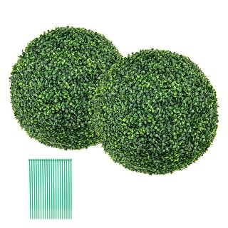 Gymax 2 PCS 20'' Artificial Boxwood Topiary Balls Sun-protective Round