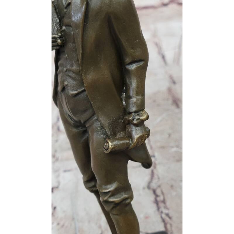 18Th Or 19Th Century Man Bronze Sculpture Statue Figure On Marble Base