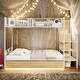 preview thumbnail 2 of 12, Industrial Minimalist Twin Over Full Metal Bunk Bed with Drawer and Lateral Storage Ladder and Wardrobe,Elegant Children Bed