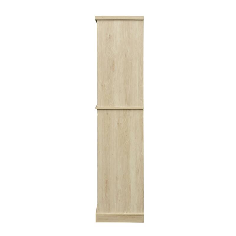 GDFStudio - TallRattan Modern Storage Cabinet with 4 Doors, 1 Drawer, and Adjustable Shelves