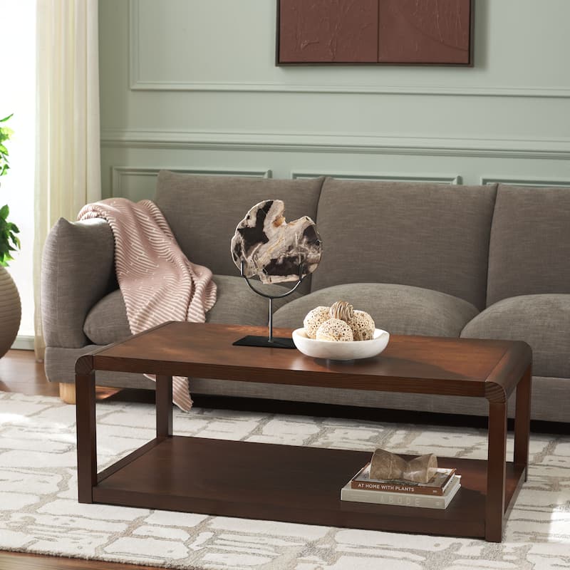 SAFAVIEH Home Omara 2 Tier Coffee Table - 45"W x 24"D x 16"H - Walnut