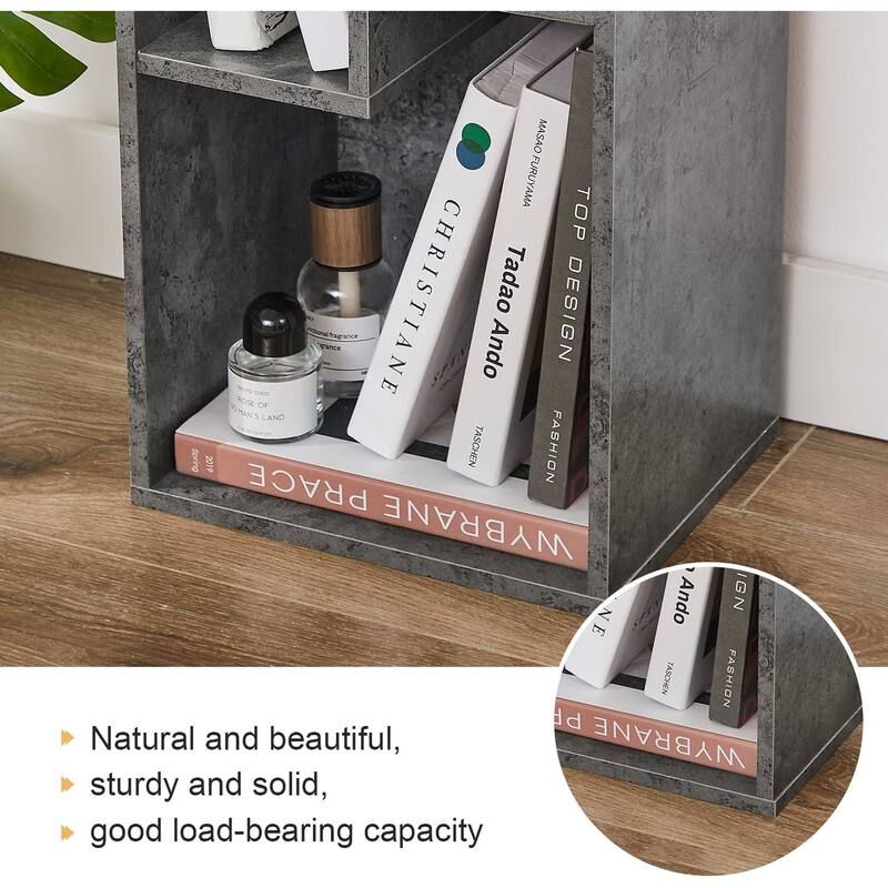 VECELO Wood Organizer Bookcase,Fits Tallest Hardcovers, Customized Storage Display Shelf, Free Standing for Living Room, Bedroom