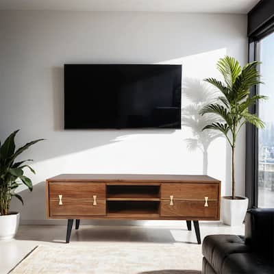 Farmhouse Acacia Wood TV Cabinet