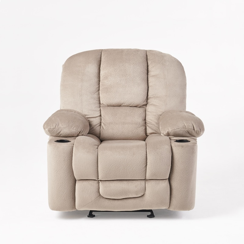 Luxurious Manual Recliner Chair in Coffee, Skin-Friendly Fabric, Dual Cup Holders