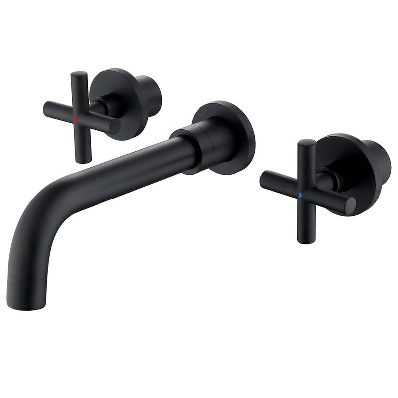 Matte Black Bathroom Wall Mount Sink Faucet with Two Handle