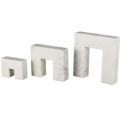 Marble Abstract Square Arch Sculpture with Varying Sizes - Set of 3 White or Black - Roche River Decor
