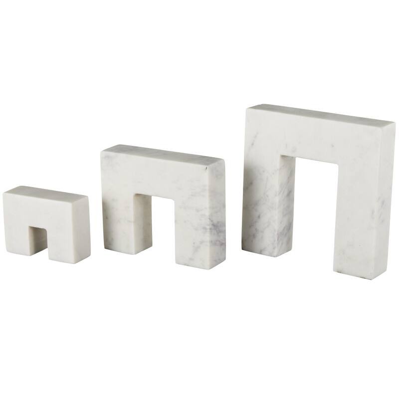 White or Black Marble Square Arch Abstract Decorative Sculpture with Varying Sizes (Set of 3)