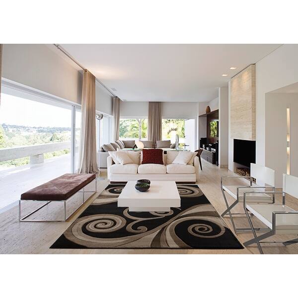 Shop Orelsi Brown Beige Polyester Area Rug Overstock 28487441
