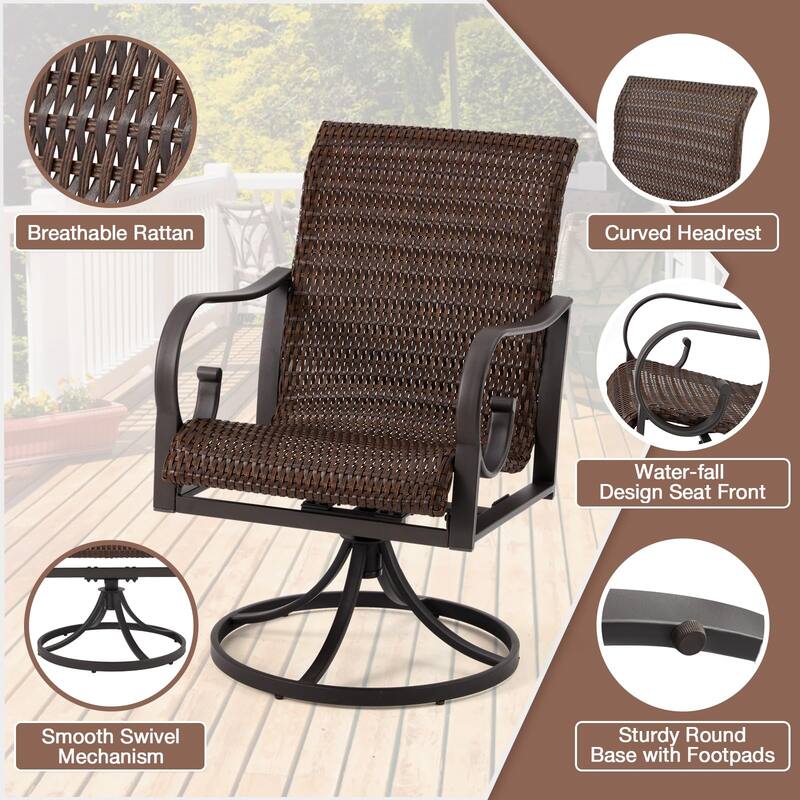Outdoor Swivel Rocker Chairs Set of 2, Heavy-Duty 360° Swivel Patio Chairs with Cushions, All-Weather Steel Frame for Garden