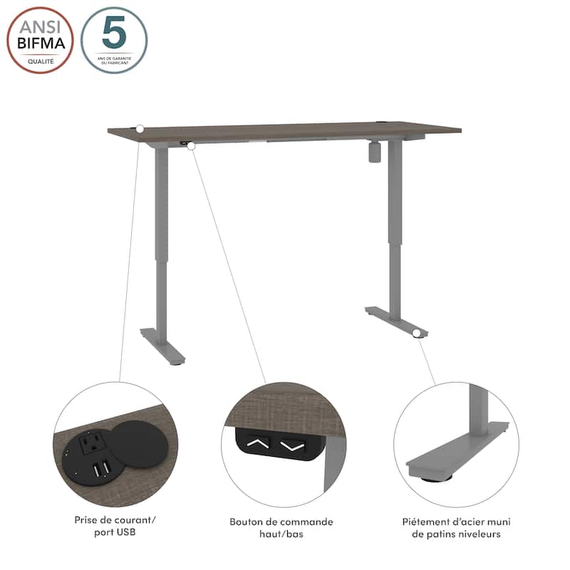 Bestar Upstand 72W x 30D Electric Height-Adjustable Standing Desk