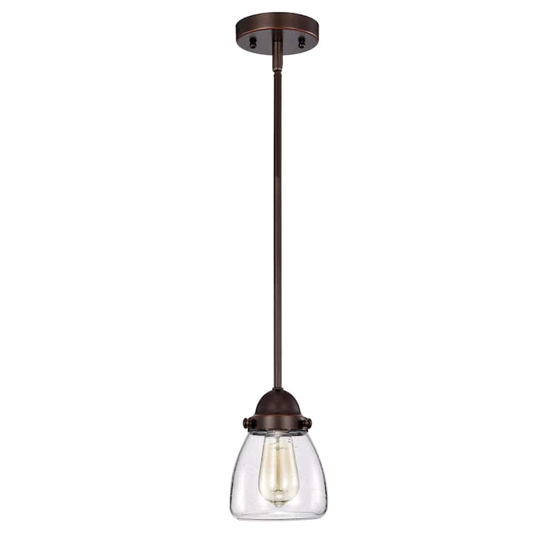 Yellowstone 1-Light Oil Rubbed Bronze Pendant with Seeded Glass Shade - Oil Rubbed Bronze