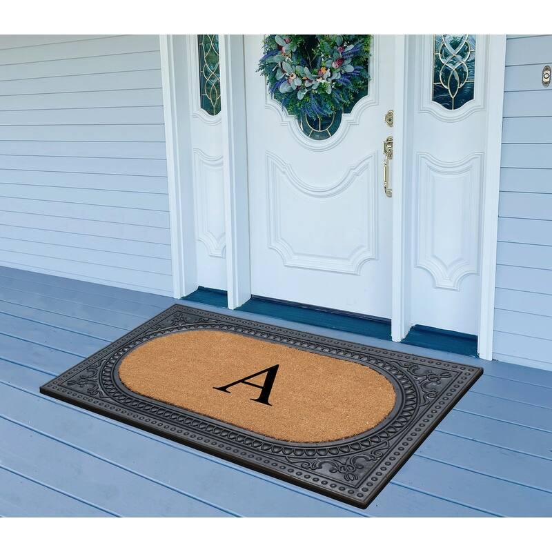 A1HC First Impression Carson Rubber and Coir 24" X 39", Heavy Duty, Easy to Clean Outdoor Monogrammed Doormat