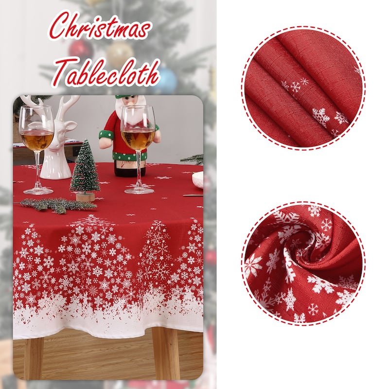 Washable Round Waterproof Christmas Table Cloth, Red