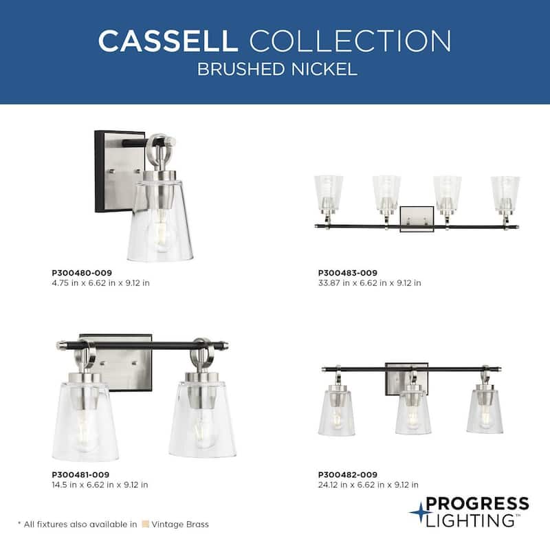 Cassell Collection Three-Light Brushed Nickel Matte Black Luxe Industrial Bath & Vanity Light - 24.12 in x 6.62 in x 9.12 in