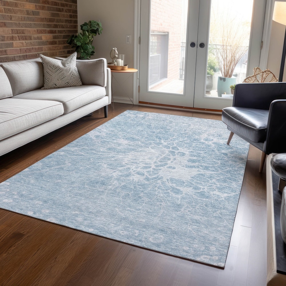 Machine Washable Indoor/ Outdoor Chantille Modern Vintage Floral Rug