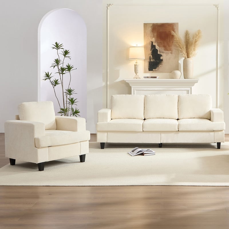 Mixoy Chenille 3 Piece Living Room Sofa Set,3-Seat Sofa/Loveseat/Armchair Sofa Sets,Modular Sectional Couch Furniture Sets