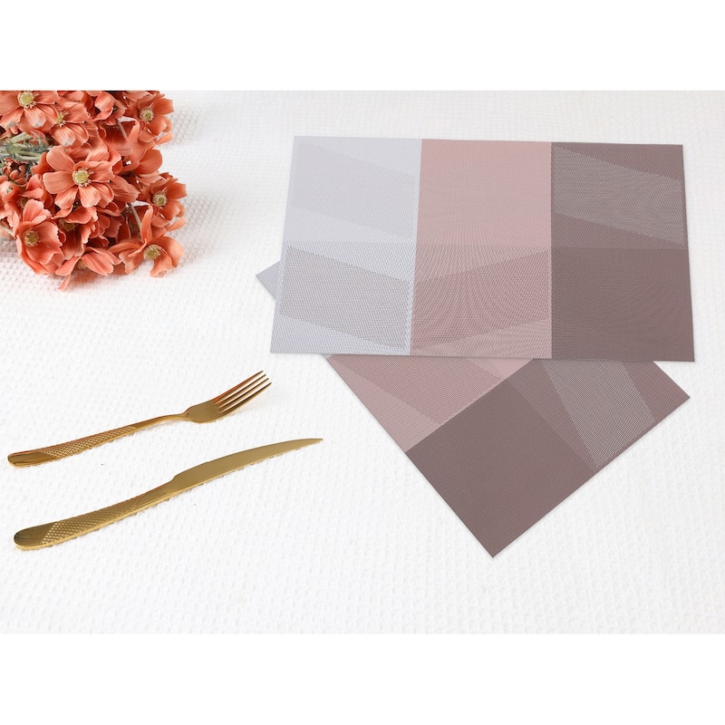 Set of 6 PVC Placemats for Kitchen Dining Table Decor Heat-resistant Table Placemats Wipeable Table Mat - 18*12in