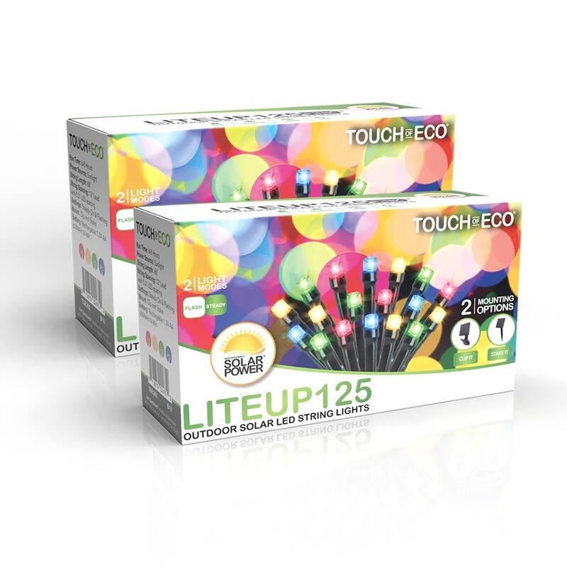 Holiday LITEUP 125 Solar Powered LED Christmas String Light - Multi-Colored (1,2 or 4 Pack) - 2 Pack
