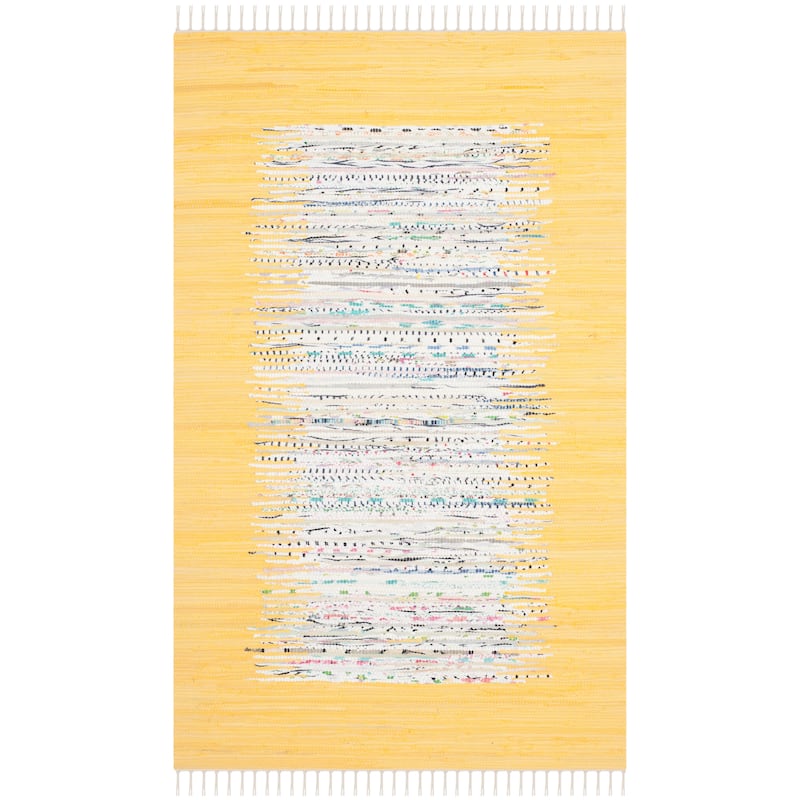 SAFAVIEH Handmade Flatweave Montauk Sidney Cotton Rug - 3' x 5' - Ivory/Yellow