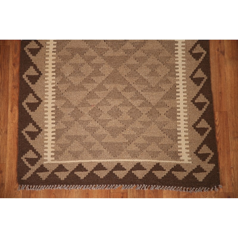 Reversible Kilim Oriental Area Rug Flat-weave Wool Carpet - 3'2" x 5'2"