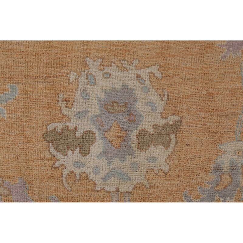 Hand Knotted Oriental 100% Wool Carpet Transitional All-Over Oranges & Rust Oushak Area Rug - 9' 10'' X 8' 7''