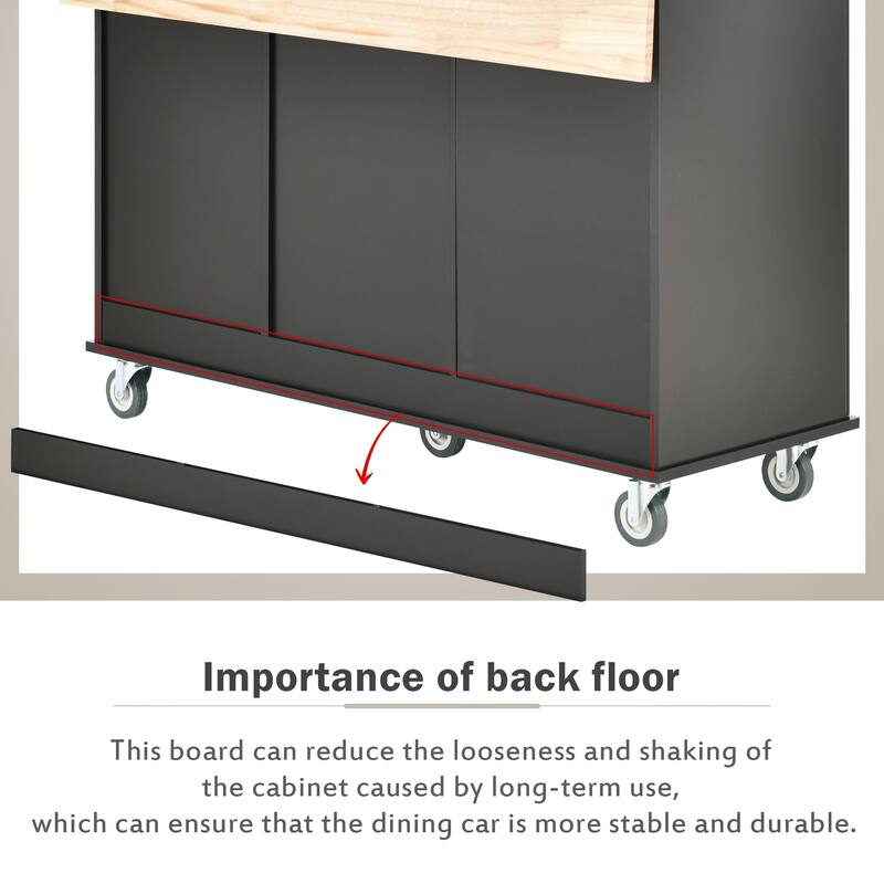 52.7 Inch Width Rolling Mobile Kitchen Island with Locking Wheels