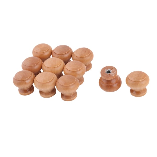 Household Wood Round Furniture Door Closet Pull Handle Grip Knob 26 x 25mm 11pcs