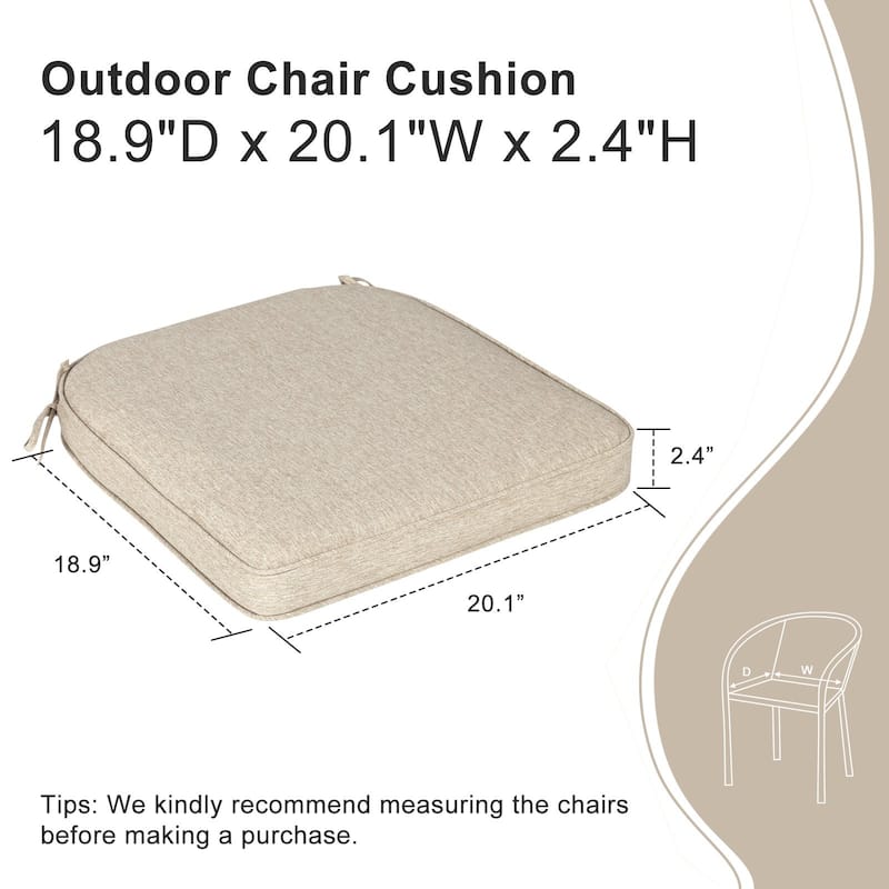 Aoodor Outdoor Dining Chair Cushions Set of 4, Outdoor Chair Pads with Ties, 20 x 19 inch - 20"x19"