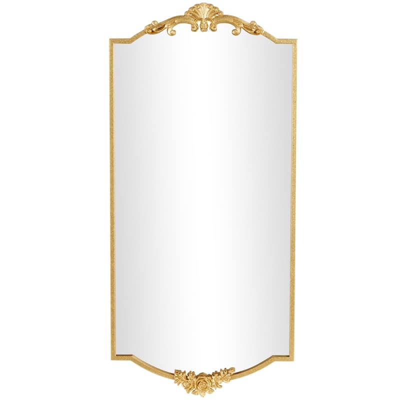 Metal Floral Room Wall Mirror with Floral Embellishments - Gold - Roche River Decor - Gold