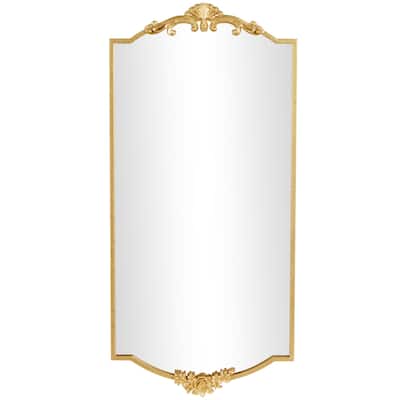Metal Floral Room Wall Mirror with Floral Embellishments - Gold - Roche River Decor