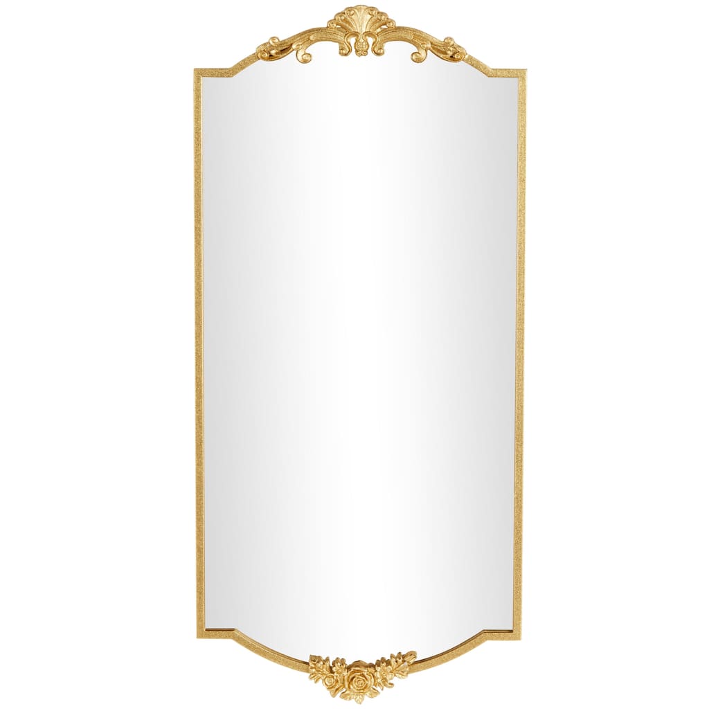 Metal Floral Room Wall Mirror with Floral Embellishments - Gold - Roche River Decor