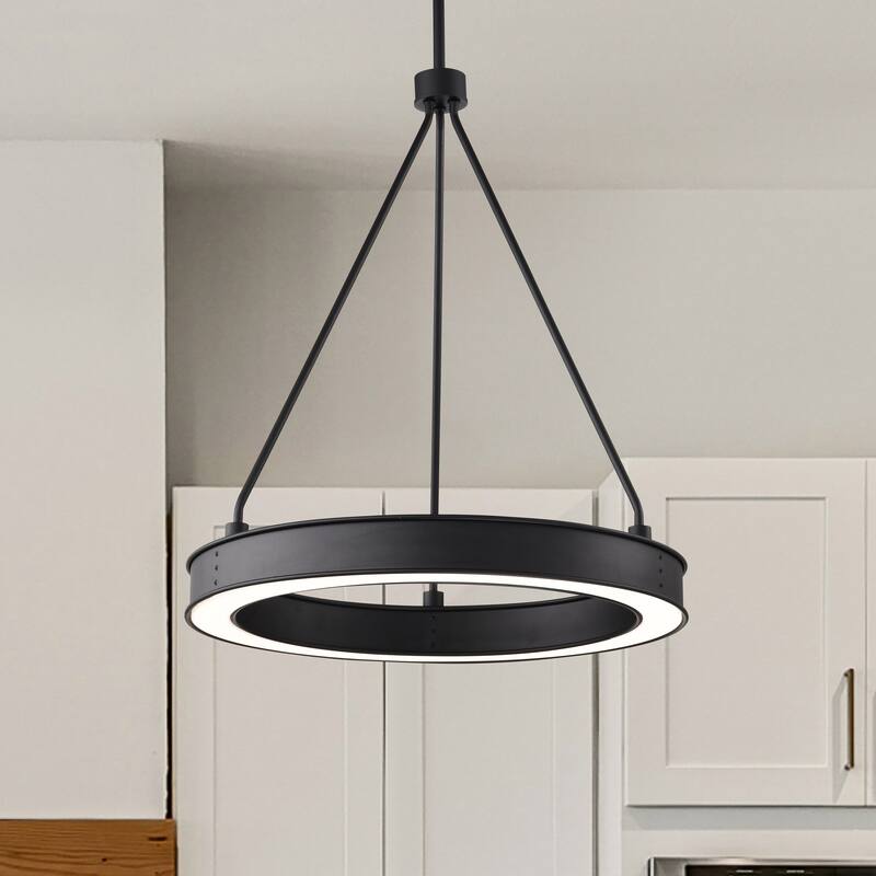 Longford 20 Inch LED Pendant Textured Black Acrylic Lens - Textured Black