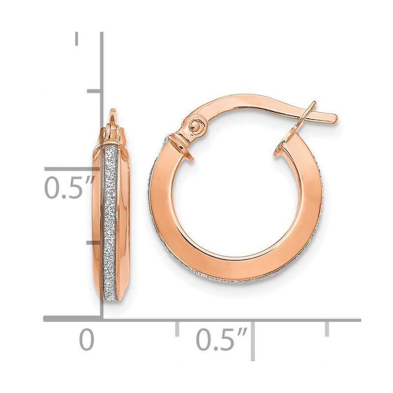 Curata 14k Rose Gold 12x37mm Polished Glimmer Infused Hoop Earrings