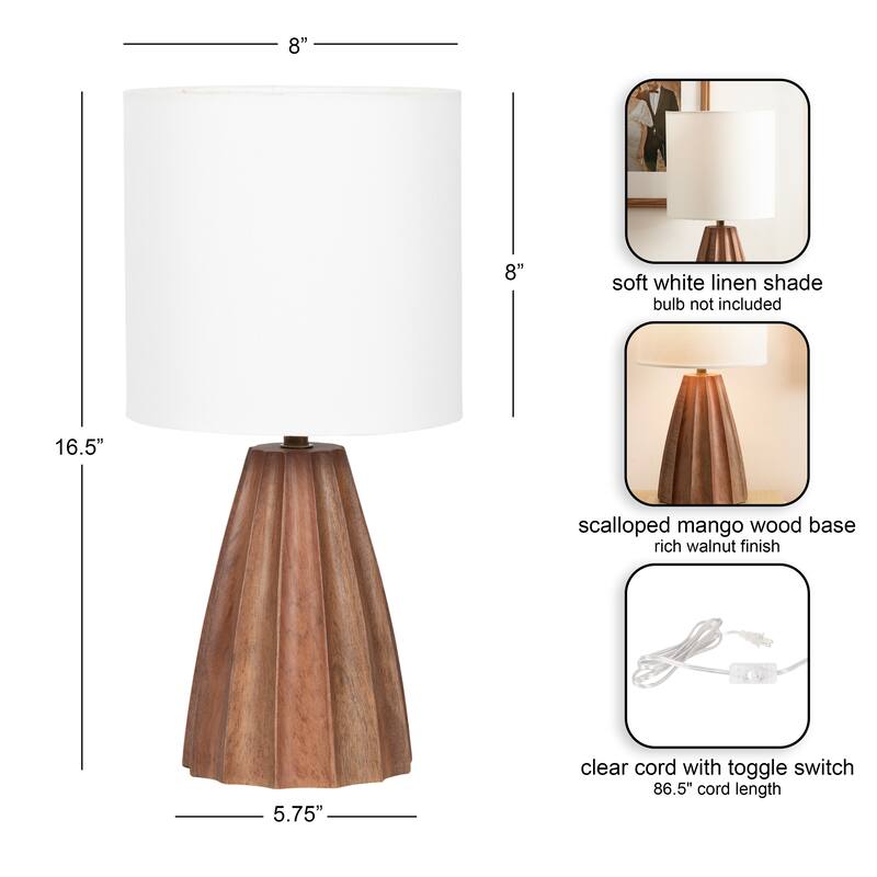Kate and Laurel Ciji Scalloped Table Lamp - 8x8x17