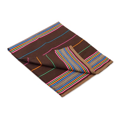 Novica Handmade Andean Festivity In Espresso Throw