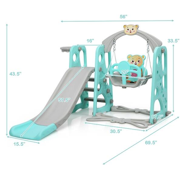 dimension image slide 1 of 2, Costway 4-in-1 Toddler Climber and Swing Set w/ Basketball Hoop & Ball