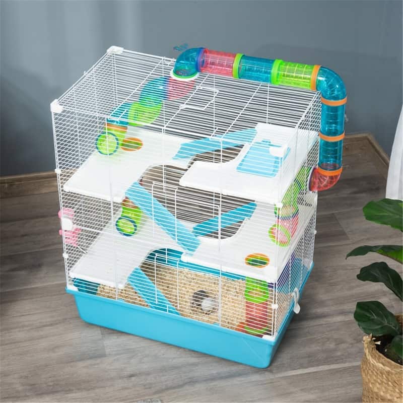 5-Tier Hamster Rat House with Includes Food Bowl and Water Fountain - 23.25" L x 14.25" W x 27.25" H