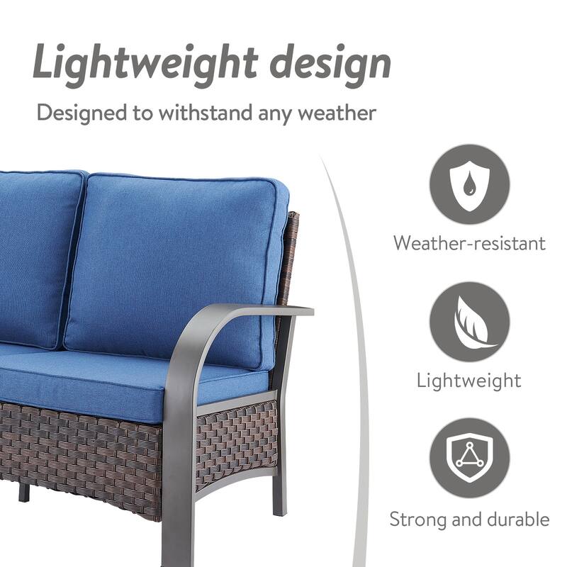 Gymojoy Industrial Style Premium Outdoor 3-Seat Rattan Sofa