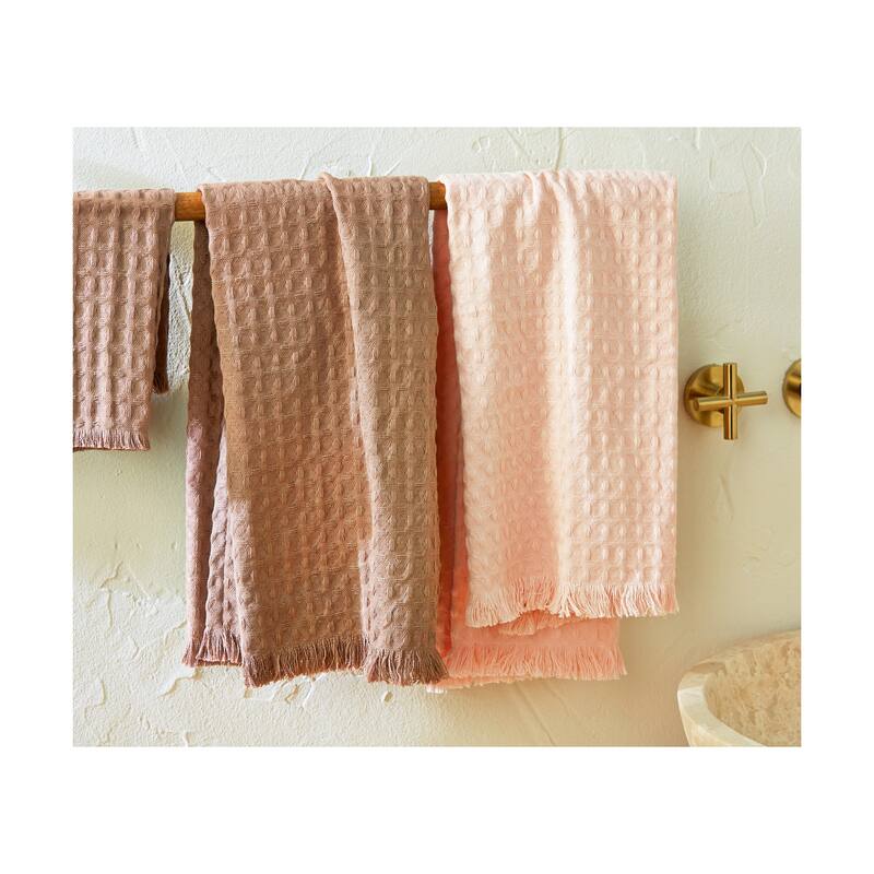 Wellbeing Waffle Hand Towel Latte Brown Cotton Kitchen Towel for Everyday Use 30 x 20 Inches Machine Washable
