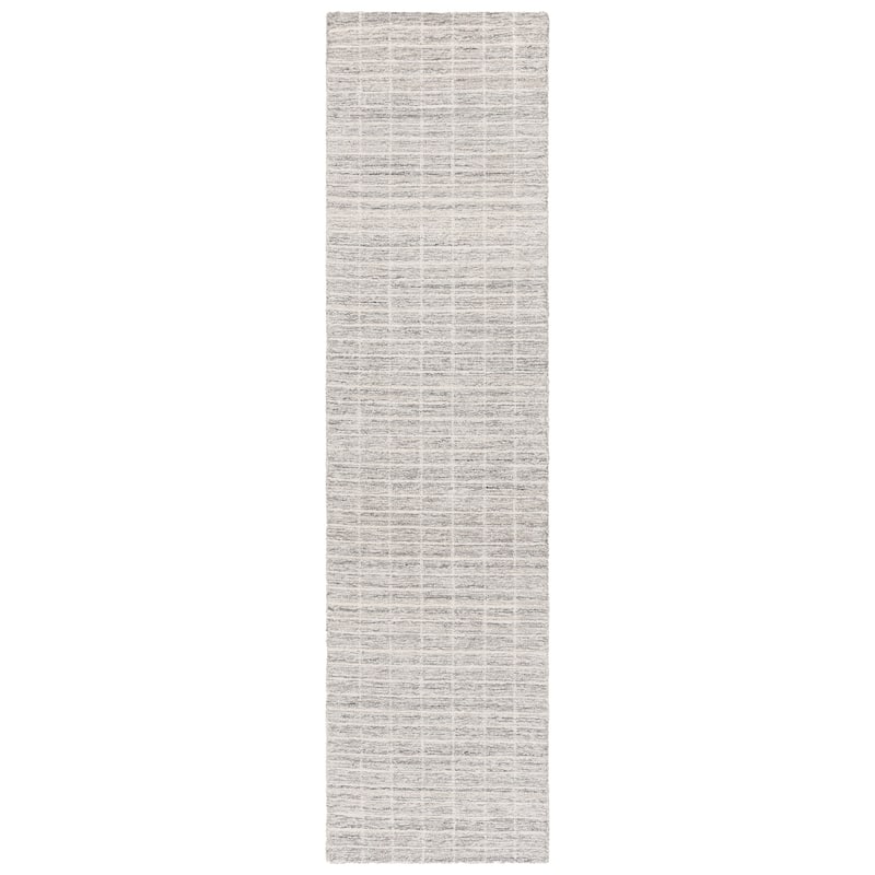 SAFAVIEH Handmade Ebony Peigi Contemporary Wool Rug - 2'3" x 9' Runner - Grey/Ivory - Runner
