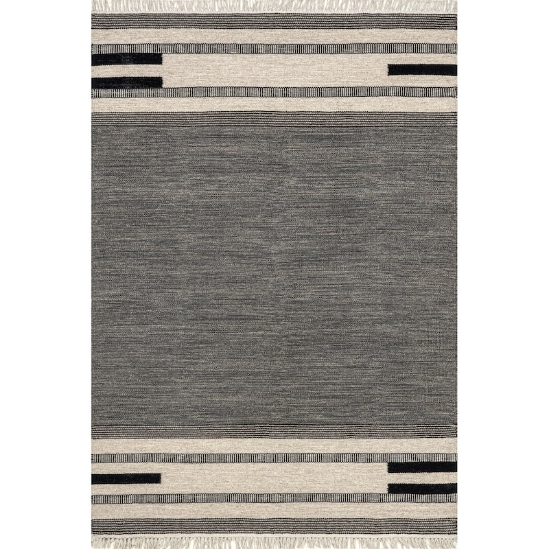 Black Brooklyn Tasseled Wool Area Rug
