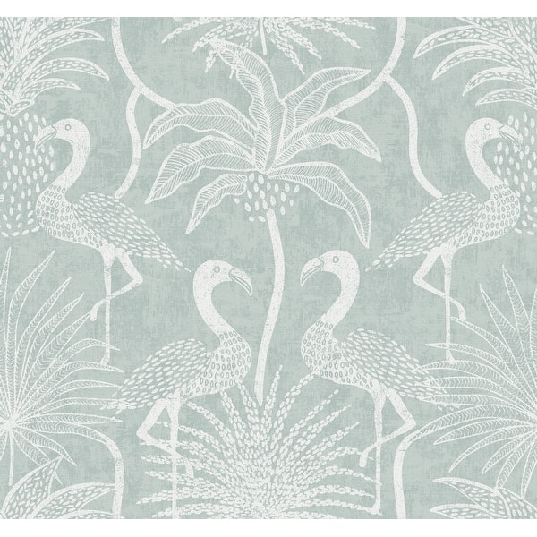 slide 2 of 7, A-Street Prints Biscayne Turquoise Flamingo Beach Wallpaper