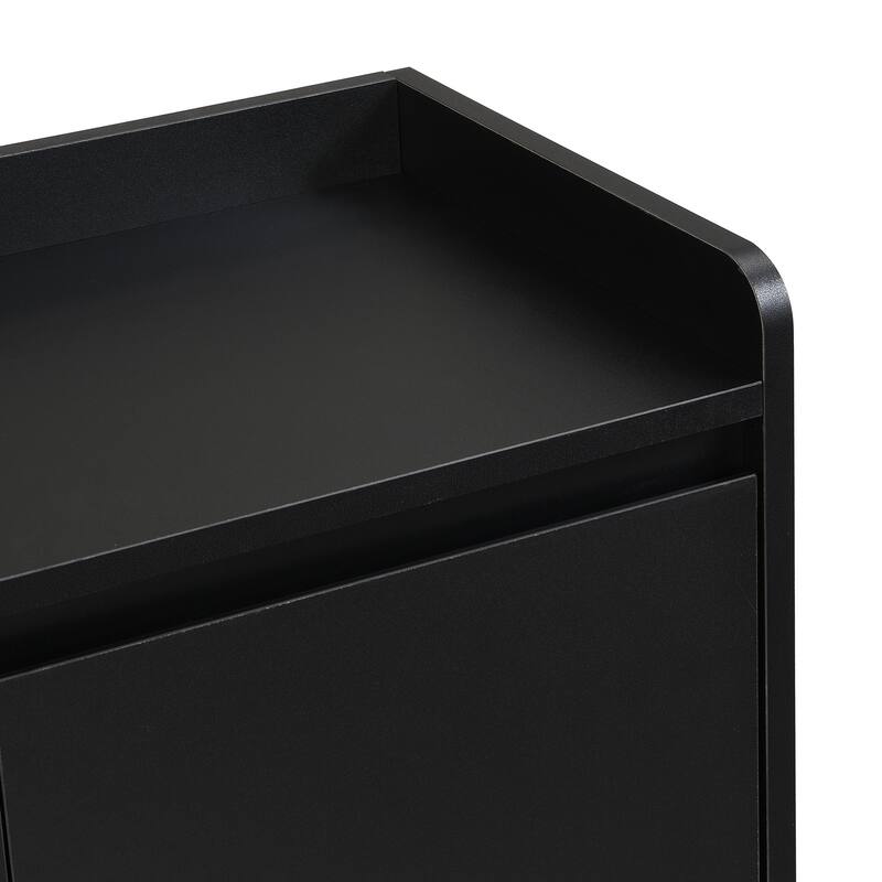 Modern Shoe Cabinet Organizer with Adjustable Shelves, Drawer & Beveled Handle Doors