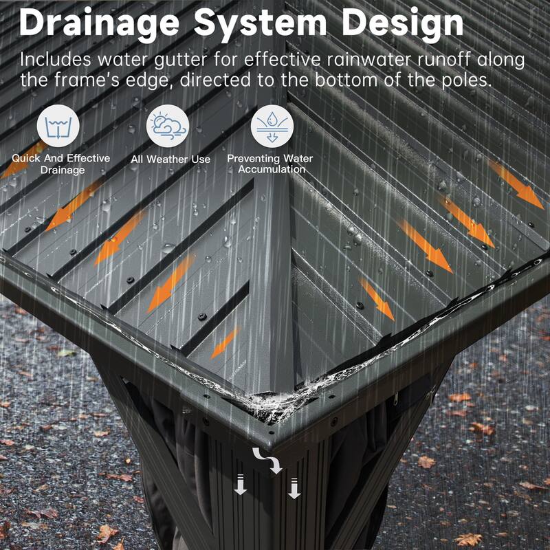 14' X 20' Hardtop Gazebo with Double Roof, Aluminum Frame, Curtains, and Netting for Outdoor Spaces