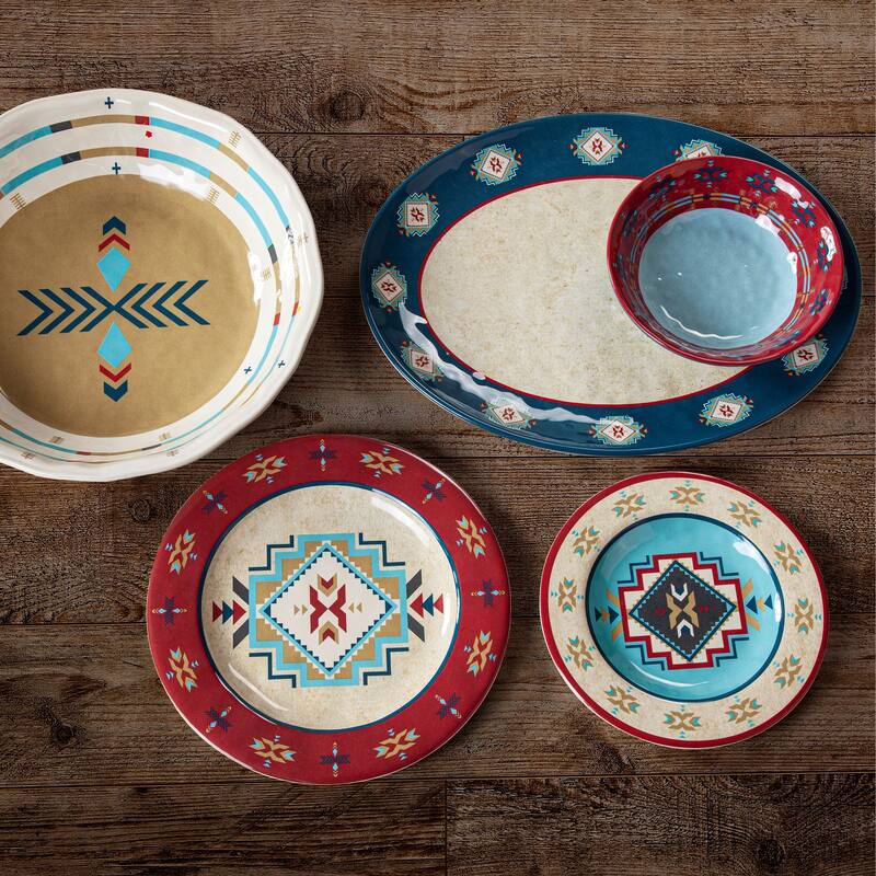 Paseo Road by HiEnd Accents Spirit Valley Melamine Dinnerware Set, 14PC