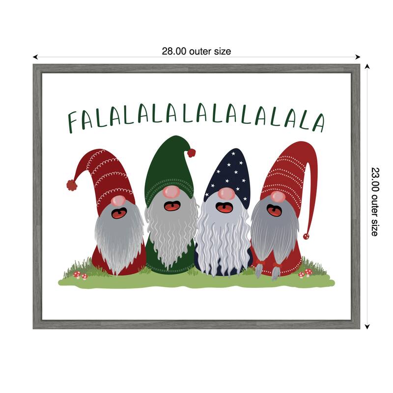 Fa la la la la gnomes by Rosana Laiz Blursbyai (28 x 23 in.), Framed Canvas Wall Art Print - Sylvie Greywash
