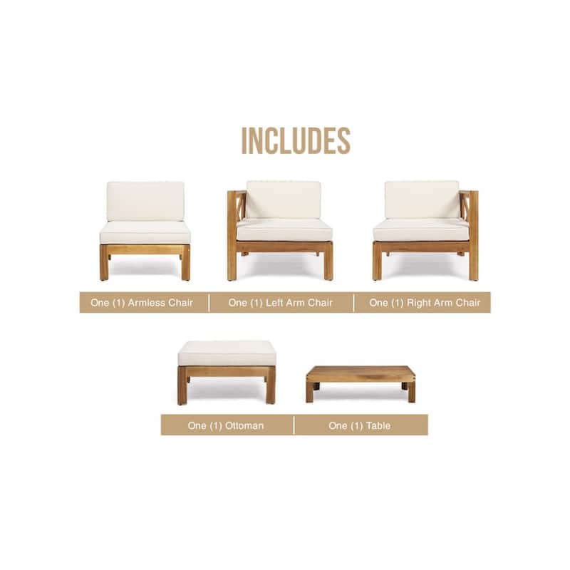 Roomfitters Outdoor L-Shaped Sofa Set, Wooden Patio Sectional with Cushions and Coffee Table for Garden or Deck