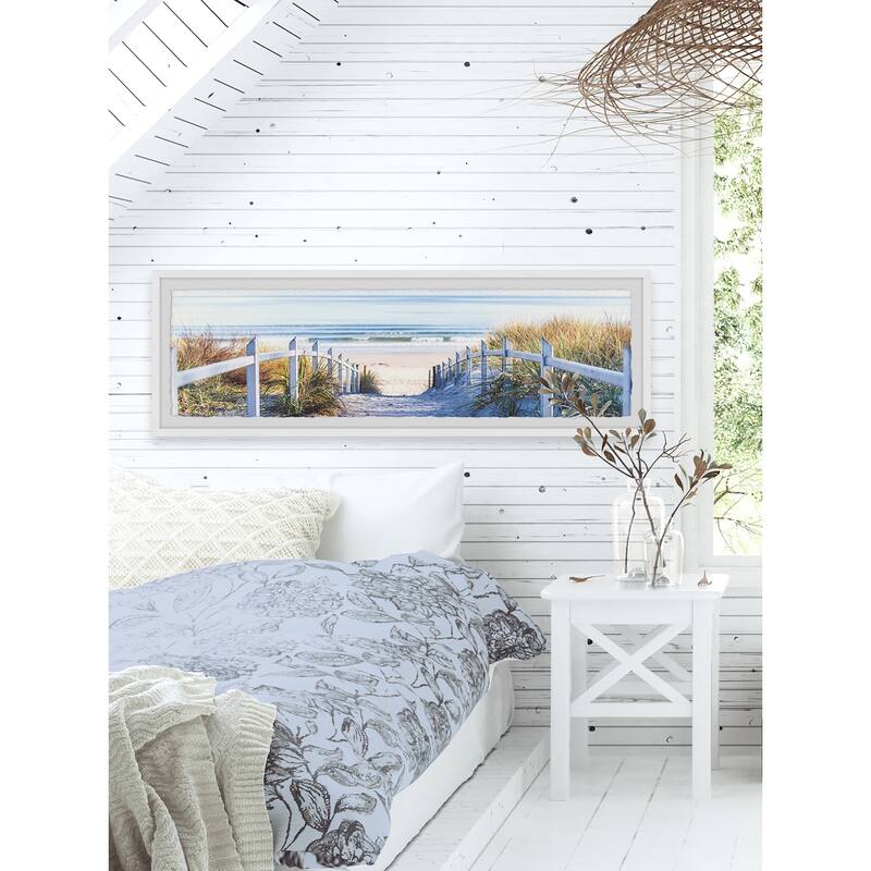 Coastal Beach Path Framed Painting Print - Home Decor Wall Art