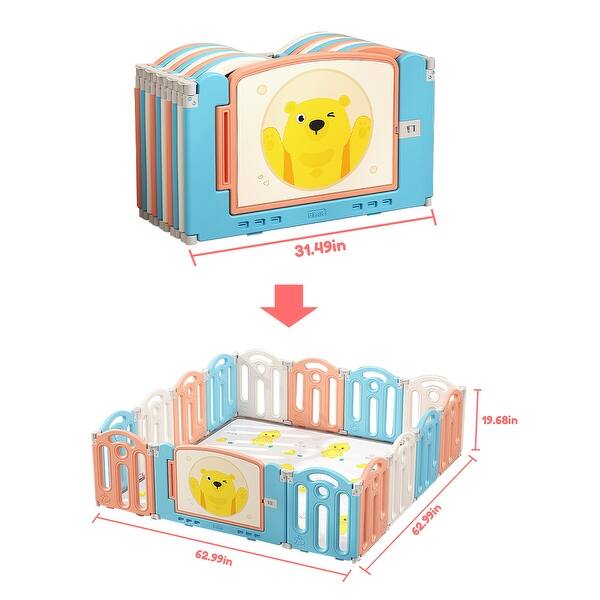 Foldable Playpen, Baby Safety Play Yard with Fence Indoor Toys